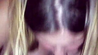 wife humiliates old cuckold while riding best friend's cock