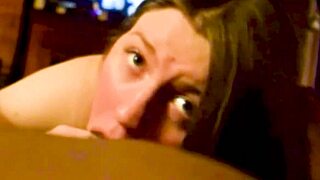 bbw amateur deepthroats big black cock in lingerie
