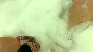 Skinny young blonde in bubble bath webcam, her small tits exposed as she gets fucked hard by gay amateurs!