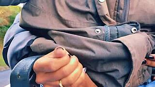 hey guys, jerked off on the road till cum... almost got caught!