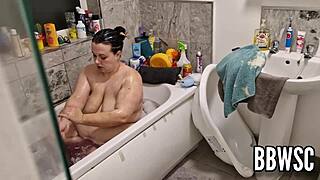 pervert spies on bbw washing giant floppy tits in bath