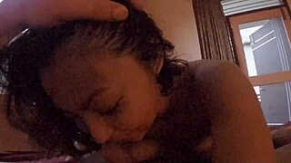 asian teen gives hidden blowjob, gets cumshot