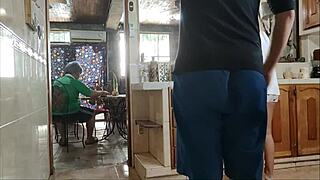 The neighbor's stepdaughter in uniform gets fucked by the husband, screaming loudly.