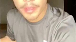 Gay solo guy cums from hand