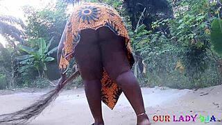 Oh wow, BBW African babe pounded hard outdoors by huge BBC!