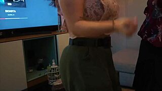 Nataly and Linda dancing and taking off clothes