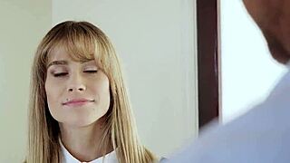 bookish ivy winters stuns with blue eyes and cute blonde bangs