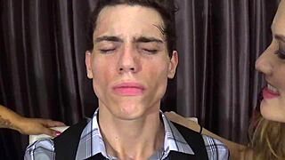 licking that male snack with saliva and tongue