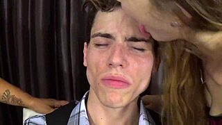 licking that male snack with saliva and tongue