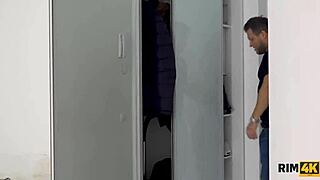 sexy bombshell uses tongue on man's anus for relaxation