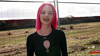 German Scout - Skinny Redhead Teen Kimkaty Rides Hard in First Porn Casting Interview