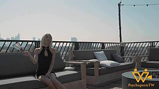 petite blonde housewife bends over for huge cock