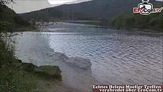 Just chilling with my skinny Polish blonde girlfriend for outdoor banging.