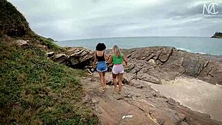 Teen couple has first beach sex with big ass hardcore