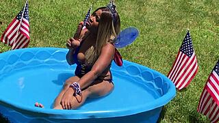 Nina Rivera masturbates in backyard on 4th of July! 😏