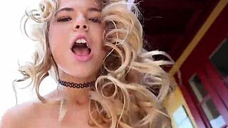 Blonde cutie Alina West enjoys outdoor activities with a partner
