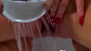 Seductive Stepmom with Big Tits Masturbates in Shower