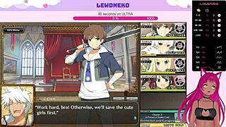 Vtuber Lewdneko plays Evenicle, moaning through suggestive scenes