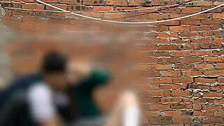 sexy teen latina sucks her companion behind the school classrooms