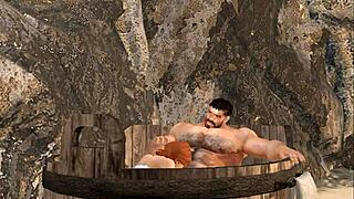 Handsome mega hunk Cam Heyward gets blowjob at spa