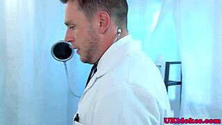 English doctor examines muscular athletic patient