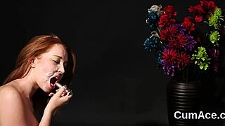 nasty beauty sucking sperm in blowbang with facial bukkake