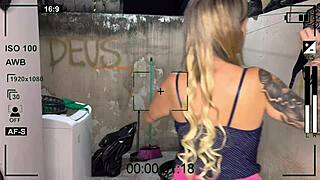 I hired this hot blonde maid and watching her shake that big ass in tight shorts is such a turn-on