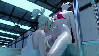 3D Animated Futa SEX in Pool with Lustful Girl SUCKING and FUCKING