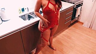 Intense real sex in the kitchen with lingerie