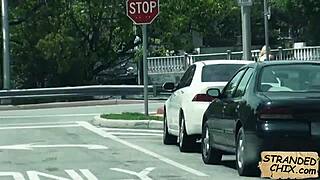 Blonde teen Tucker Starr's tight pussy spied outdoors