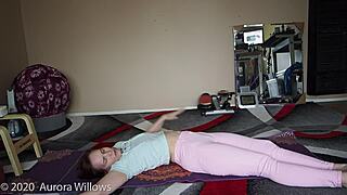 Yoga Lesson 362 Turns Into Hot Wife Ass Play. Cute Tits and Shaved Pussy Tease!