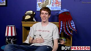 red haired guy interviewed before solo masturbation session 😏