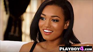 ebony teen posing naked before passionate striptease