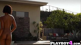 ebony teen posing naked before passionate striptease