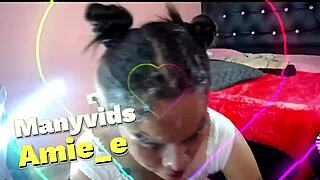 slut destroys his face with spit during rough deepthroat blowjob