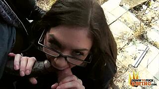 nerdy slut lullu gun gets wild in interracial outdoor threesome with big black cock