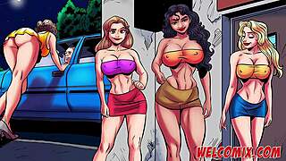nerd bangs a slut on the street in a sinful anime night