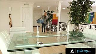 this hot maid slipped into a wild squirting 3-way with her dominatrix boss