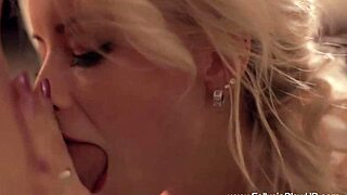 Pretty blonde gives great blow job and facial