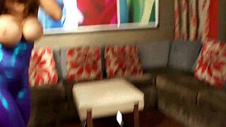 wanna see this super stretchy redhead flex in tight spandex?