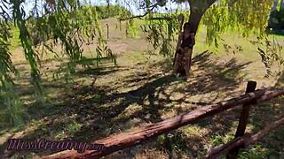 flashing pussy to young guy in park leads to squirting