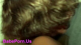 Ebony girl next door gives a blowjob to her neighbor