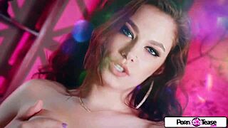 Bobbi dylan strips down in leggings and thong to show her wet teen hole