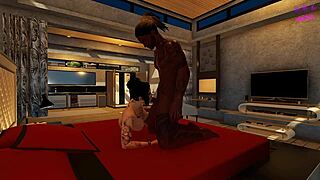Big black cock and brunette get it hard in open house