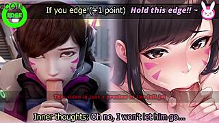 I play D.Va's edging game with light femdom and submissive endings