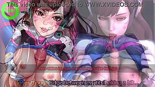 I play D.Va's edging game with light femdom and submissive endings