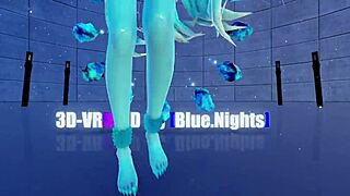 blue k nights cat fate cosplay with miku in 3d vr180