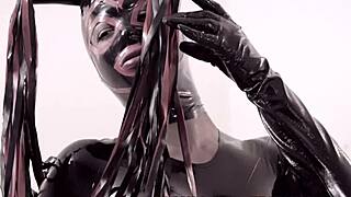 Man, this fetish shemale in latex and mask totally dominates fucking!