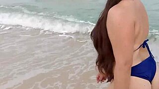 latina wife on the beach meets guy for unprotected sex and creampie