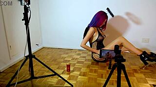 Behind scenes, Halloween photographer fucks teen Latina's big ass